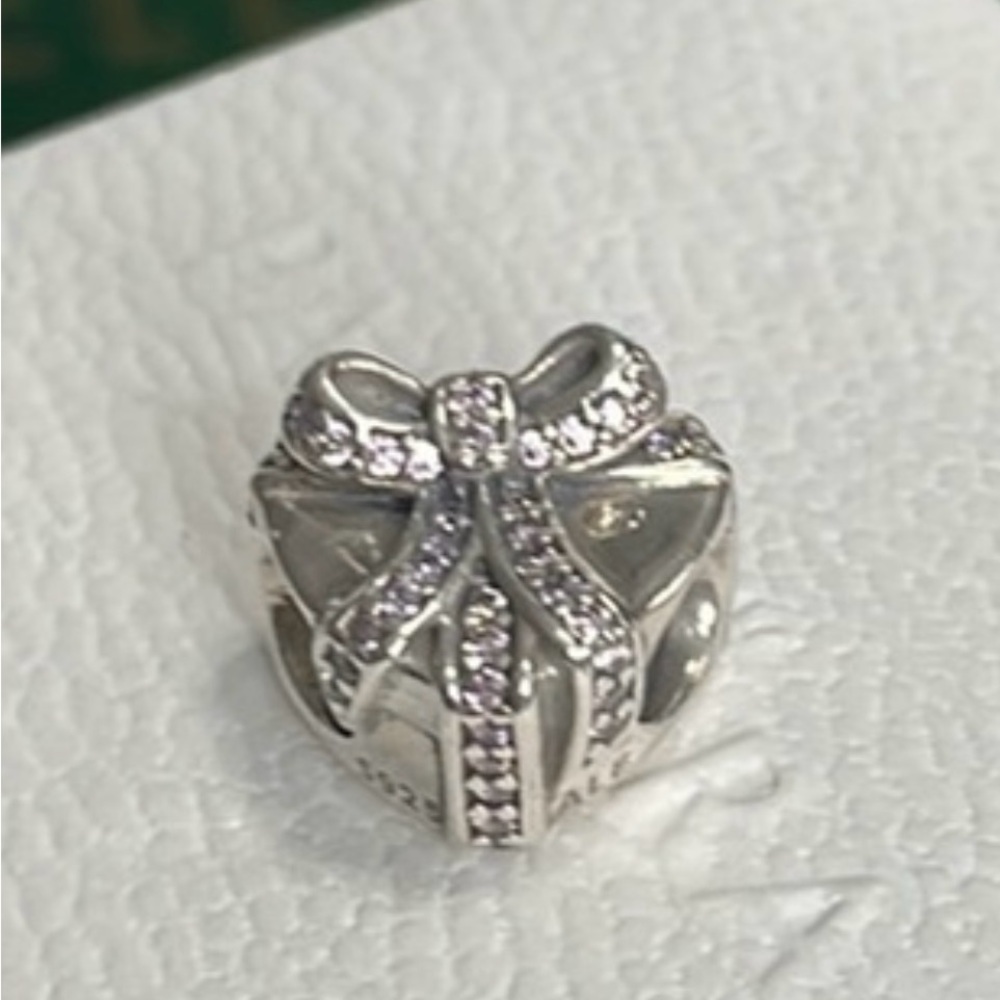 Pandora Pink CZ Wrapped Heart Charm RETIRED